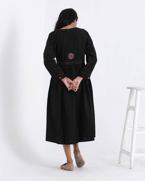 Sarah black pleat dress