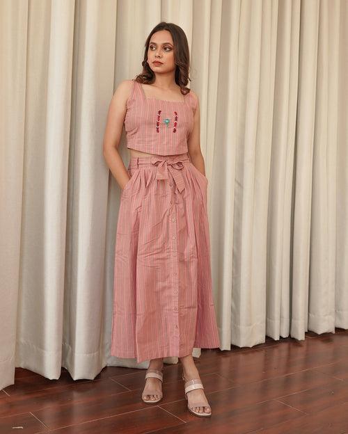 Shakha pleated skirt set