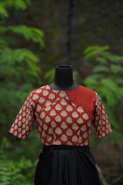 QOH Sujata Blouse - Brick red/cream/black