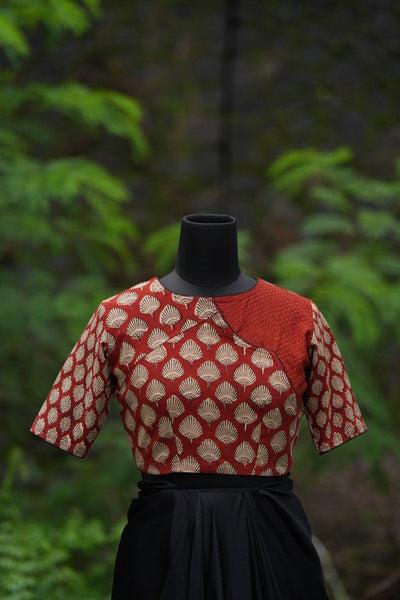 QOH Sujata Blouse - Brick red/cream/black