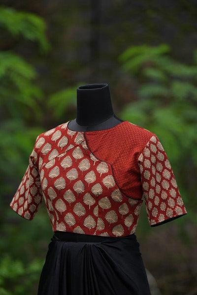 QOH Sujata Blouse - Brick red/cream/black