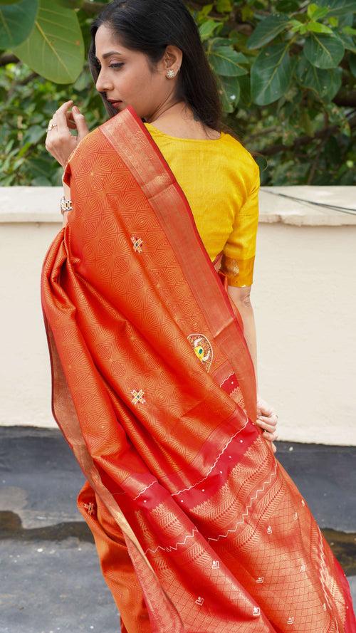 The Bull Saree - Red/Orange/Gold