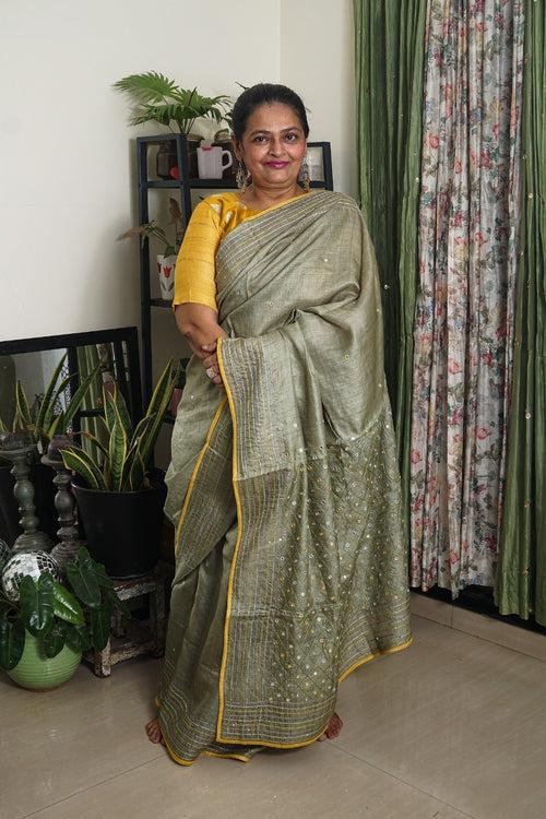 The Shisha Saree - Sage Green