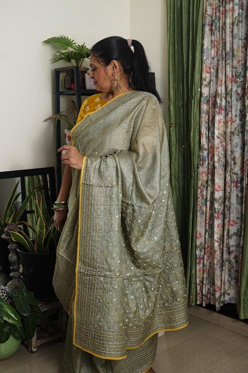 The Shisha Saree - Sage Green