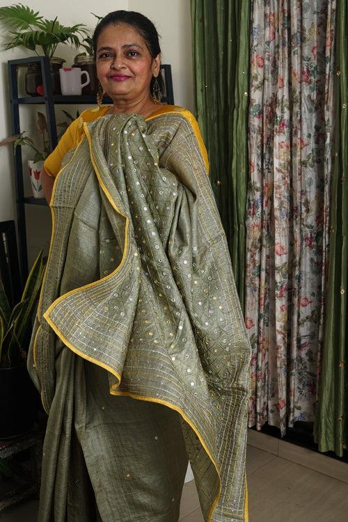 The Shisha Saree - Sage Green