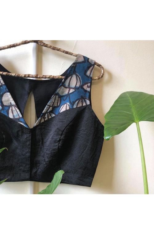 The Butterfly Blouse - Black + Indigo Print