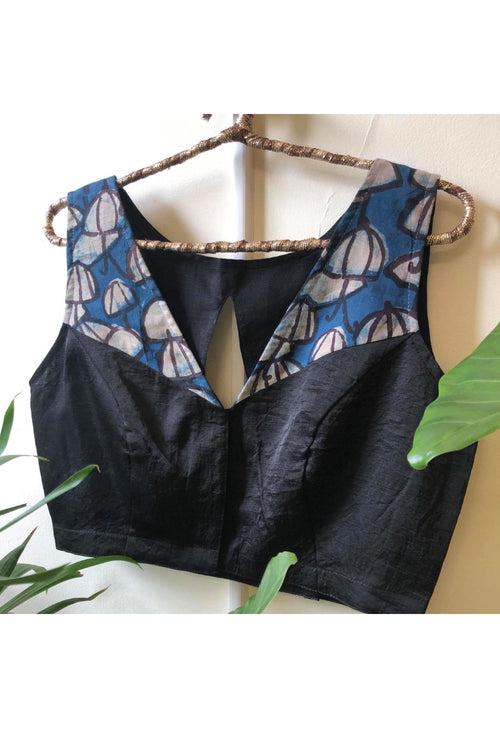 The Butterfly Blouse - Black + Indigo Print