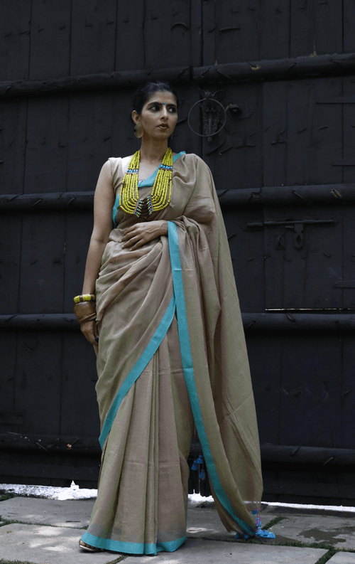 The Teal SandCotton Mul Saree : Buy Cotton Mul Sarees