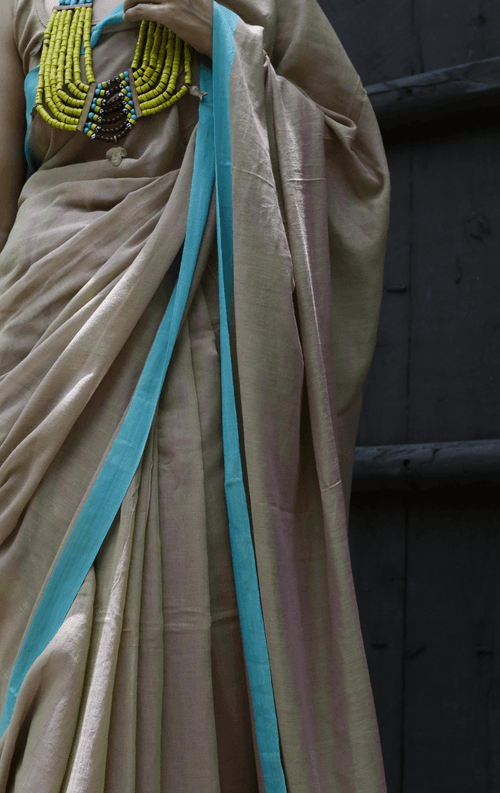 The Teal SandCotton Mul Saree : Buy Cotton Mul Sarees