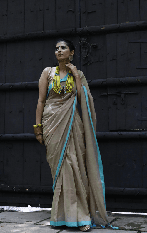 The Teal SandCotton Mul Saree : Buy Cotton Mul Sarees