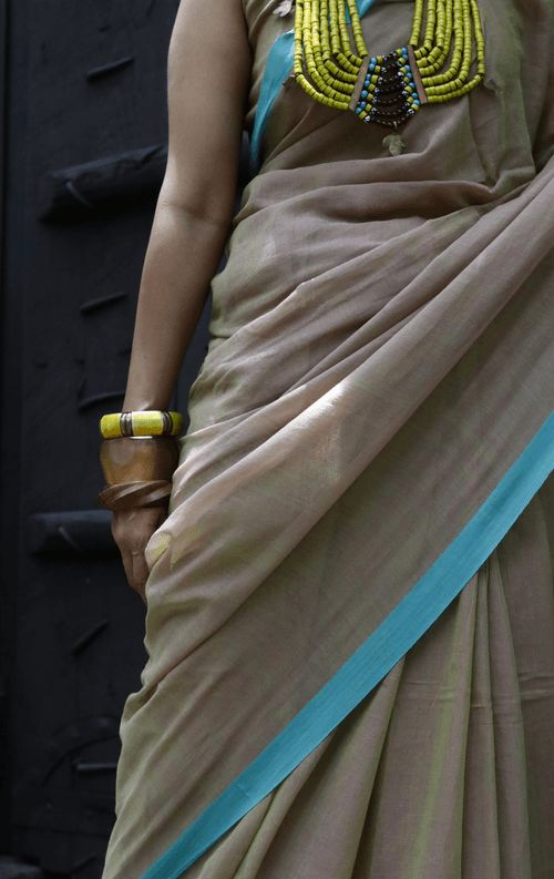 The Teal SandCotton Mul Saree : Buy Cotton Mul Sarees