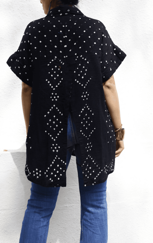 Bandhani 'Black Beauty' Cotton Shirt : Buy Bandhani Black Cotton Shirt