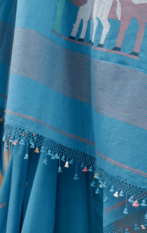 Buy Blue Deer Cotton Jamdani Saree : Blue Deer Needle Jamdani Handmade Saree