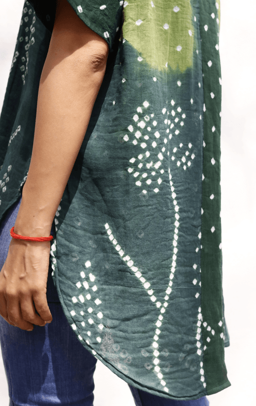 Bandhani 'Flower Garden' Cotton Shirt : Buy Bandhani Green Cotton Shirt