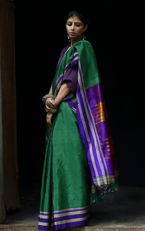 Buy Ilkal Cotton Silk Handloom Saree : Handloom Ilkal 'Emerald Amethyst'