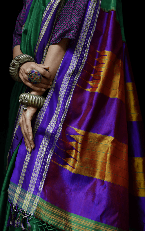 Buy Ilkal Cotton Silk Handloom Saree : Handloom Ilkal 'Emerald Amethyst'