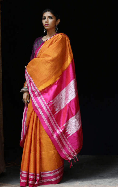 Buy Ilkal Cotton Silk Handloom Saree : Handloom Ilkal 'Narangi Rani'