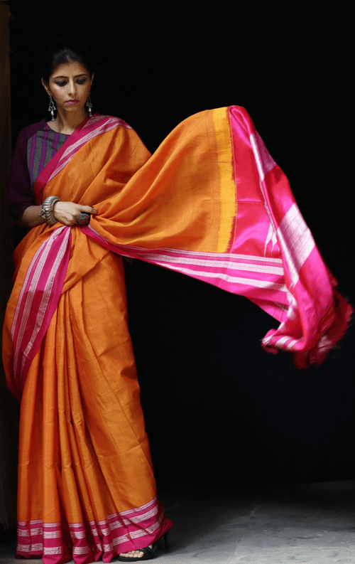 Buy Ilkal Cotton Silk Handloom Saree : Handloom Ilkal 'Narangi Rani'