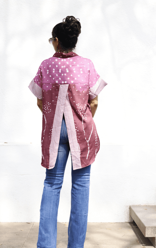 Bandhani 'Flower Garden' Cotton Shirt : Buy Bandhani Pink Purple Cotton Shirt