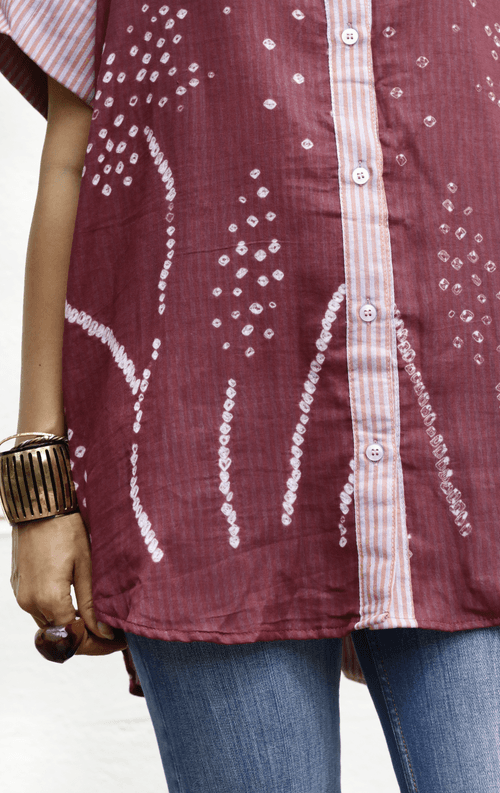 Bandhani 'Flower Garden' Cotton Shirt : Buy Bandhani Pink Purple Cotton Shirt