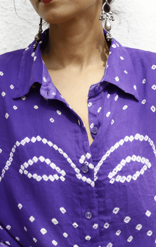 Bandhani 'Purple Sky' Cotton Shirt : Buy Bandhani Purple Cotton Shirt