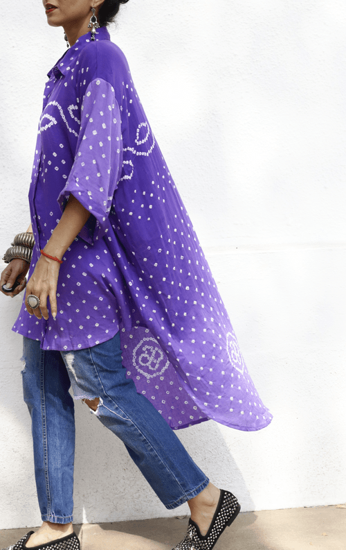 Bandhani 'Purple Sky' Cotton Shirt : Buy Bandhani Purple Cotton Shirt