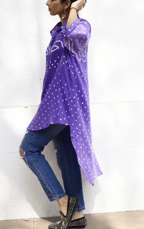 Bandhani 'Purple Sky' Cotton Shirt : Buy Bandhani Purple Cotton Shirt