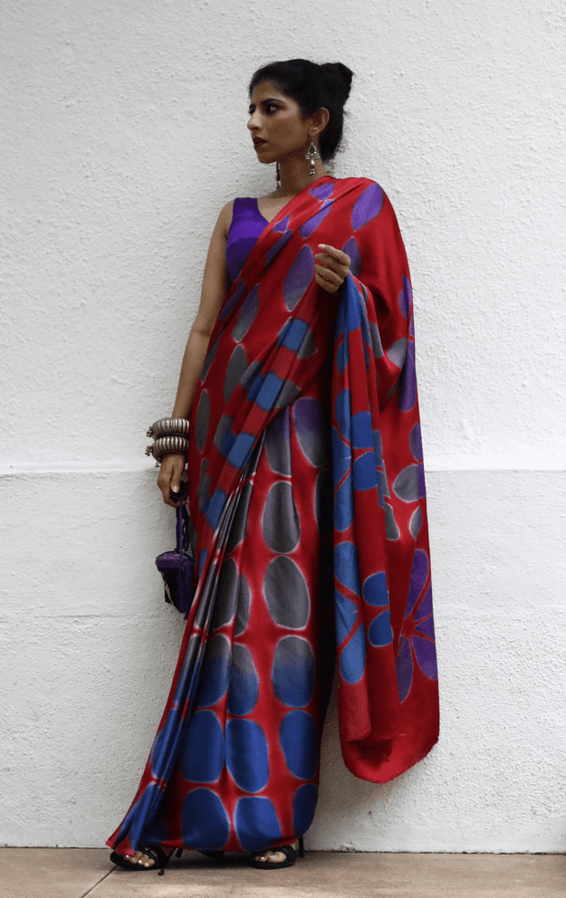 Buy Clamp Dye Designer Saree Online : 'Desi Gulaab' Clamp Dye Saree