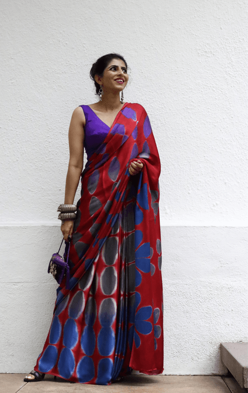 Buy Clamp Dye Designer Saree Online : 'Desi Gulaab' Clamp Dye Saree