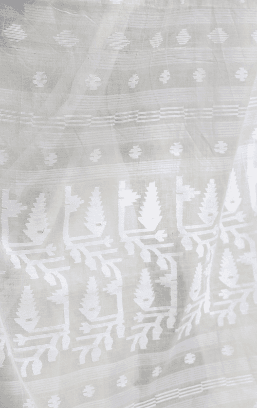 Buy Muslin White Jamdani Saree : Moonlight White Jamdani Saree