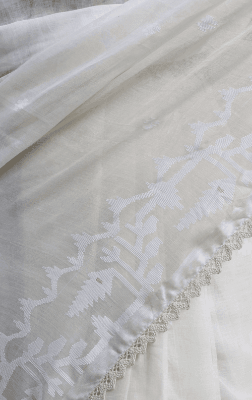 Buy Muslin White Jamdani Saree : Moonlight White Jamdani Saree