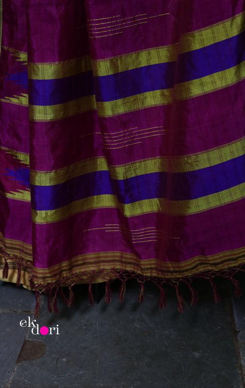 Buy Ilkal Cotton Silk Handloom Saree : Hand embroidered Ilkal 'Haldi Kumkum Saree'