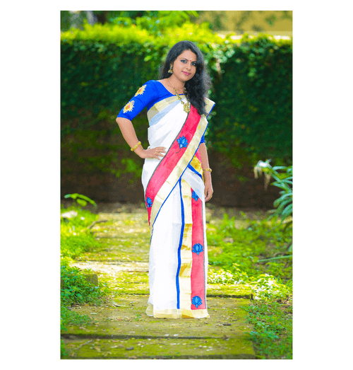 Hand Painted Kerala Traditional Saree