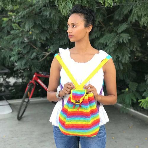 Crochet Rainbow Backpack