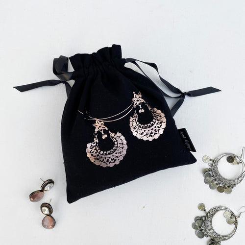 SPARKLING JUTTI ACCESSORY BAGS {rose gold on black} - pack of 2