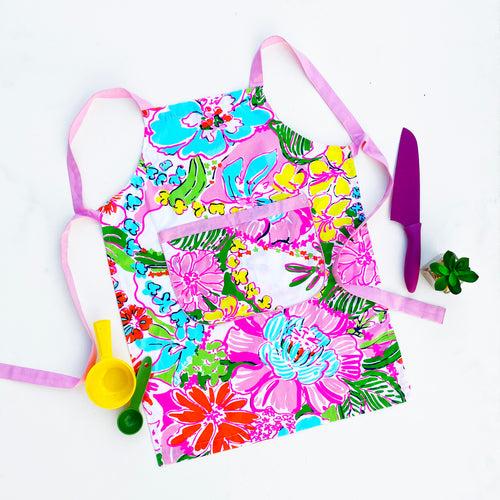 APRONS FOR KIDS {fluorescent florals}