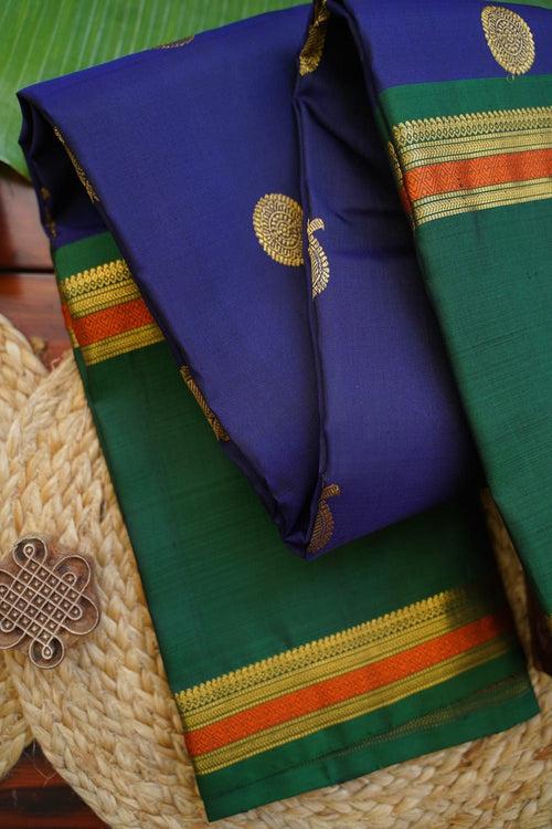 Navy Blue Pure 4gm Gold  Kanchi Silk Saree PC11332