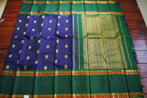 Navy Blue Pure 4gm Gold  Kanchi Silk Saree PC11332