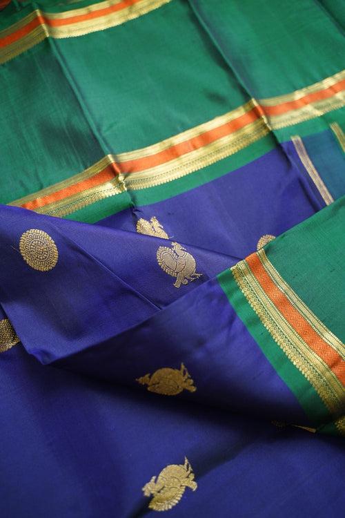 Navy Blue Pure 4gm Gold  Kanchi Silk Saree PC11332