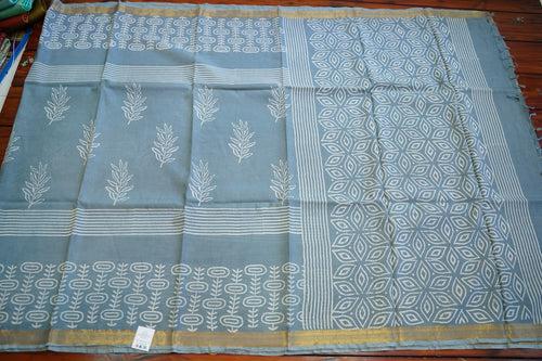 Block Printed Maheshwari Silk Saree PC12758