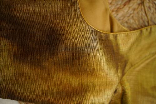 Gold antique Readymade Brocade Blouse Pc12745