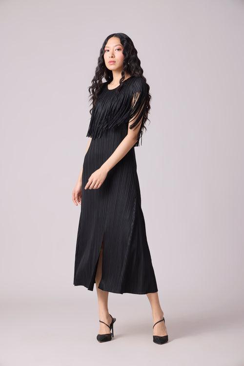 Alisha Fringe Dress - Black