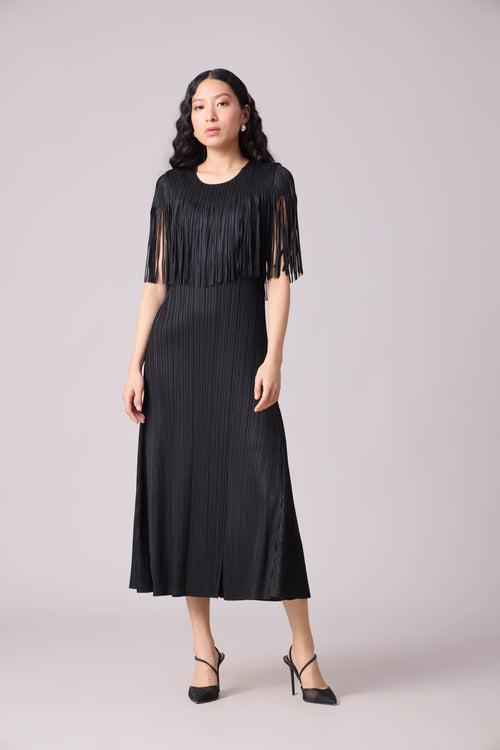 Alisha Fringe Dress - Black