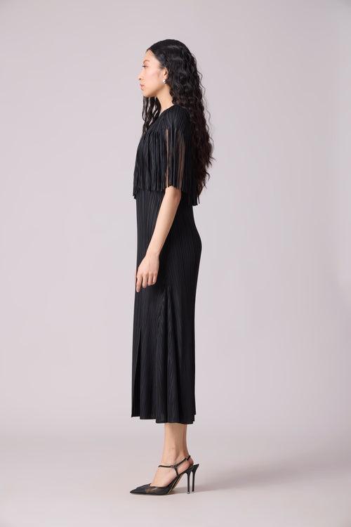 Alisha Fringe Dress - Black