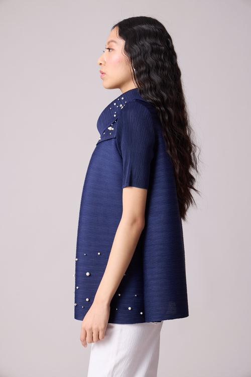 Hazel Pearled Top - Navy