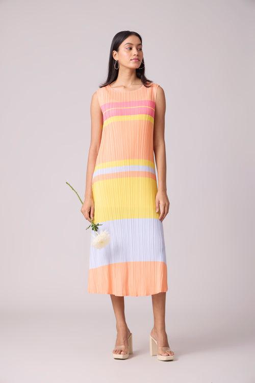 Itzel Stripe Dress - Orange