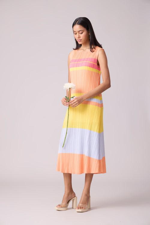 Itzel Stripe Dress - Orange