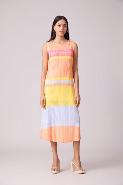 Itzel Stripe Dress - Orange