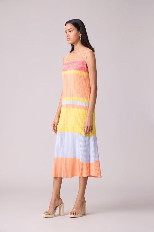 Itzel Stripe Dress - Orange