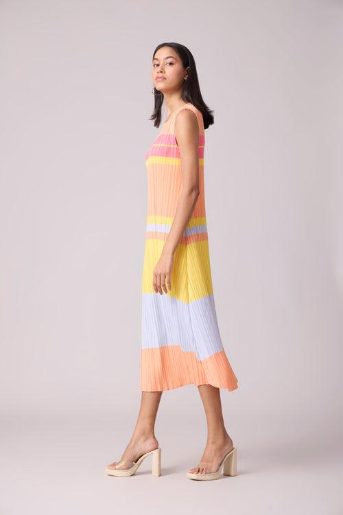 Itzel Stripe Dress - Orange